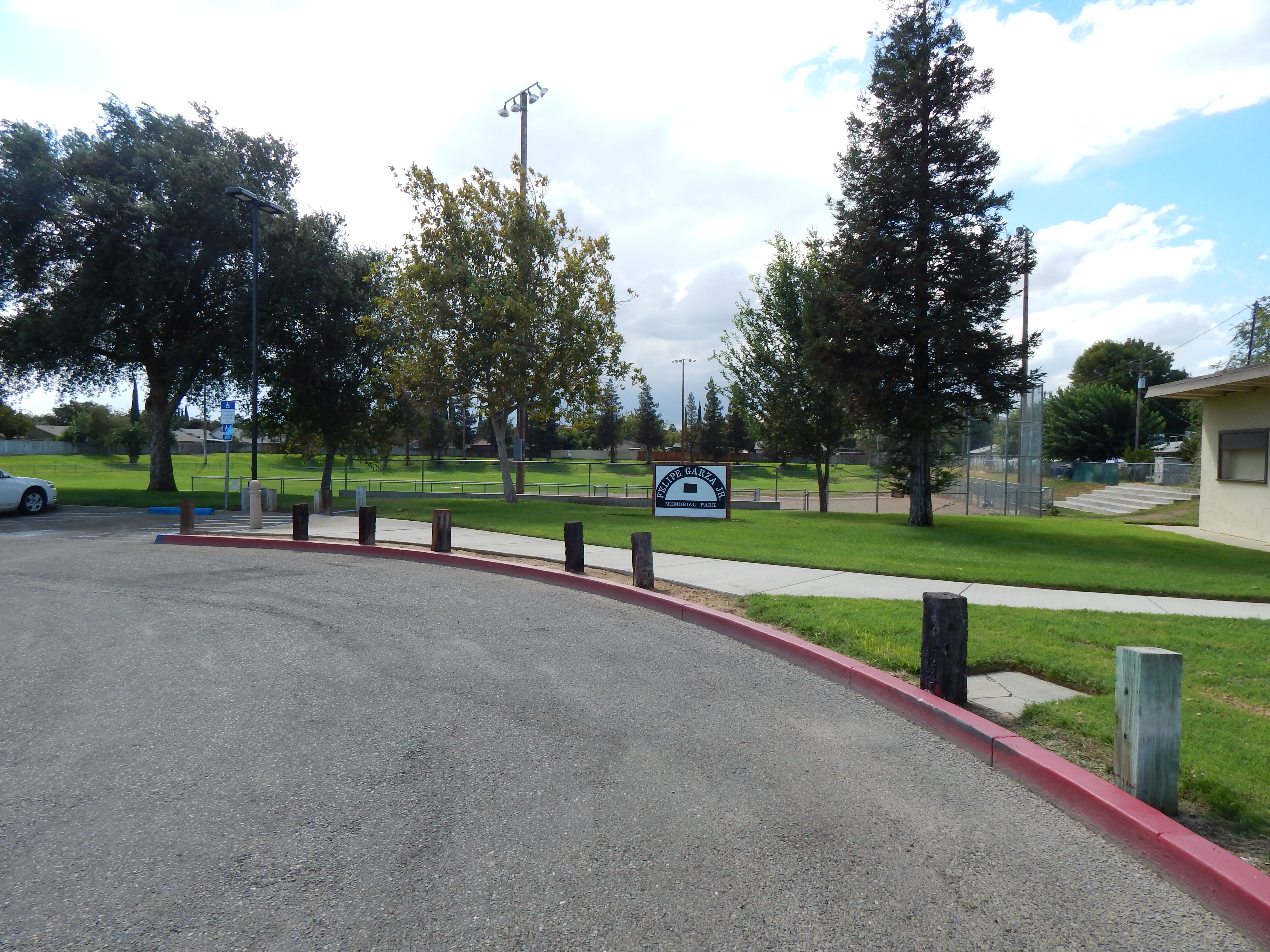 Park Sign and Parking Lot